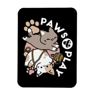 Cute Playful Cats Design – Fun Paws and Play Art Magnet