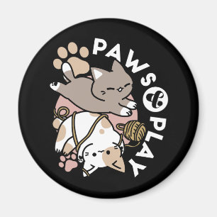 Cute Playful Cats Design – Fun Paws and Play Art Magnet