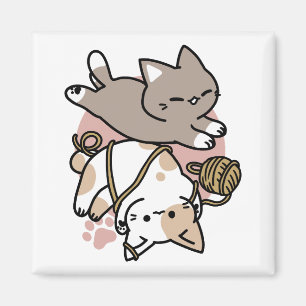 Cute Playful Cats Design – Fun Paws and Play Art Magnet