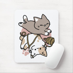 Cute Playful Cats Design – Fun Paws and Play Art Mouse Pad