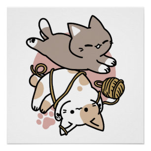 Cute Playful Cats Design – Fun Paws and Play Art Poster