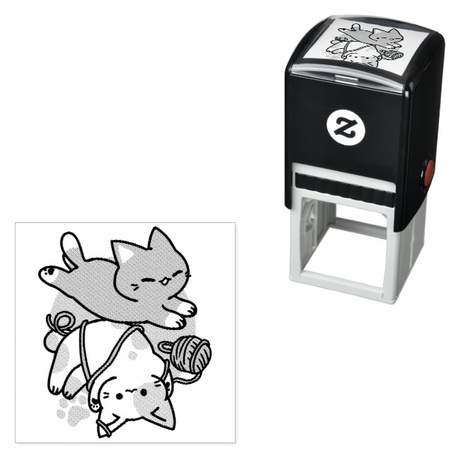 Cute Playful Cats Design – Fun Paws and Play Art Self-inking Stamp (In Situ)
