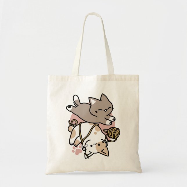 Cute Playful Cats Design – Fun Paws and Play Art Tote Bag (Front)