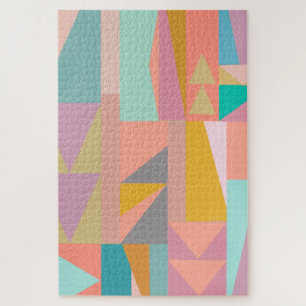 Cute Playful Colour Modern Geometric Shapes Jigsaw Puzzle