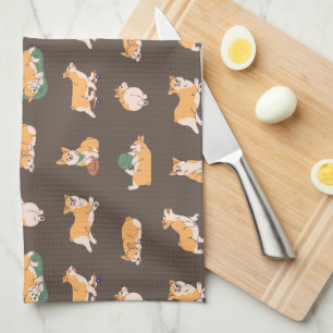 Cute Playful Corgi Tea Towel