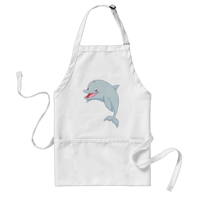 Cute Playful Dolphin Cartoon Standard Apron (Front)