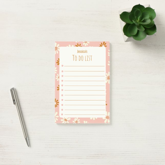 Cute Playful Flowers - Personalised To Do List  Post-it Notes (Office)