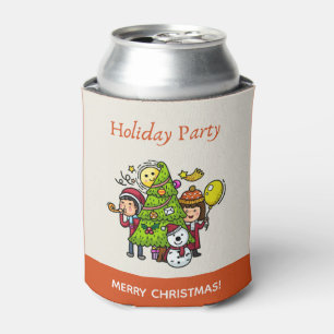Cute Playful Hand Drawn Holiday Party Christmas  Can Cooler