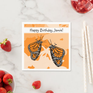 Cute Playful Insects Orange Monarch Butterflies Napkin