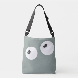 cute, playful, kind white eyes with black pupils crossbody bag