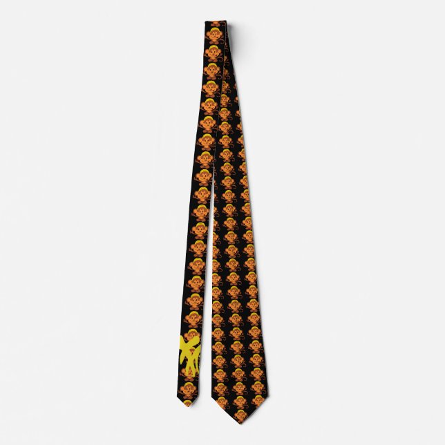 Cute, Playful Monkey Tie with Chinese Character (Back)