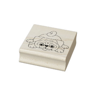 Cute Playful  Pug Puppy Dog Rubber Stamp
