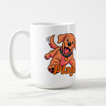 Cute Playful Puppy Cartoon Art with Play Typograph