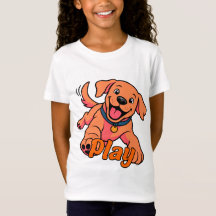 Cute Playful Puppy Cartoon Art with Play Typograph
