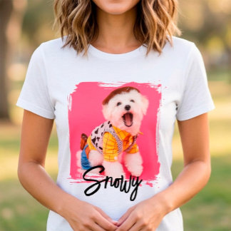 Cute Playful Script Typography Name and Pet Photo T-Shirt