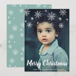 Cute Playful Snowflakes Photo Modern Christmas Holiday Card