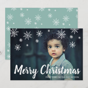 Cute Playful Snowflakes Photo Modern Christmas Holiday Card