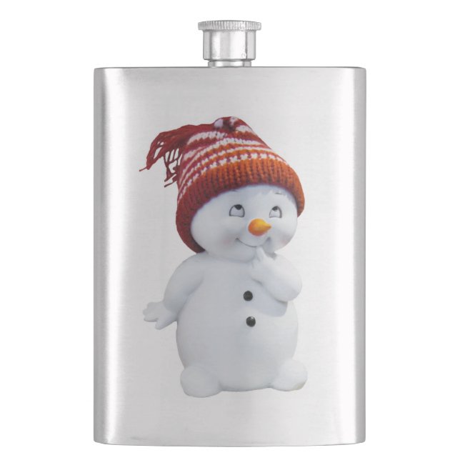 CUTE PLAYFUL SNOWMAN HIP FLASK (Front)