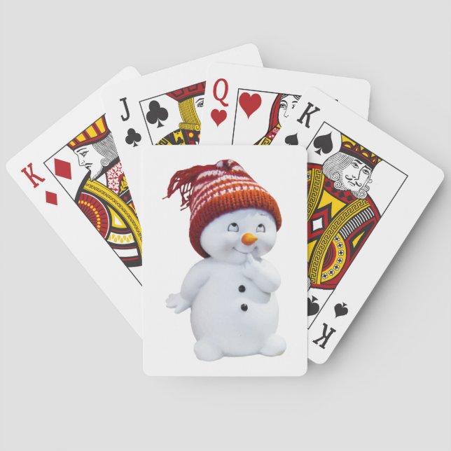 CUTE PLAYFUL SNOWMAN PLAYING CARDS (Back)