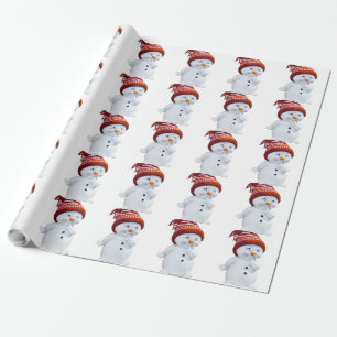 CUTE PLAYFUL SNOWMAN WRAPPING PAPER