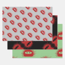 Cute Playful Wrapping Paper Flat Sheet Set of 3