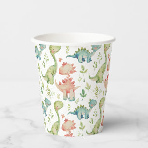 Cute playing dinosaurs kids  birthday paper cups