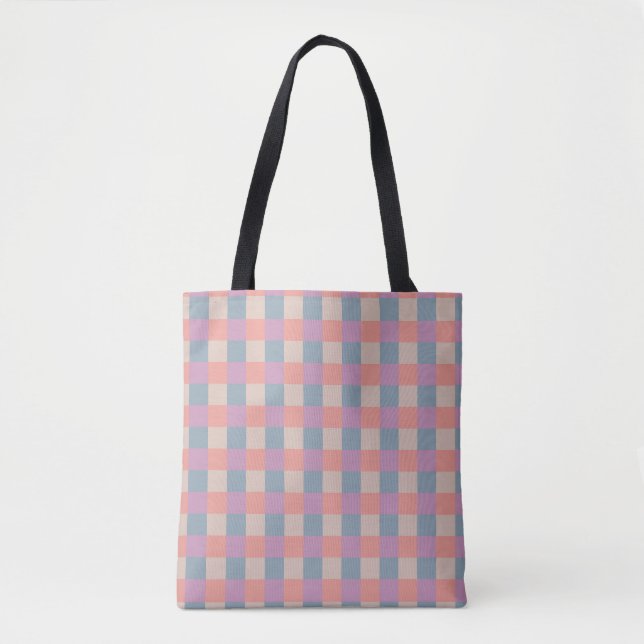 Cute Pleasantly Plaid Pattern Tote Bag (Front)