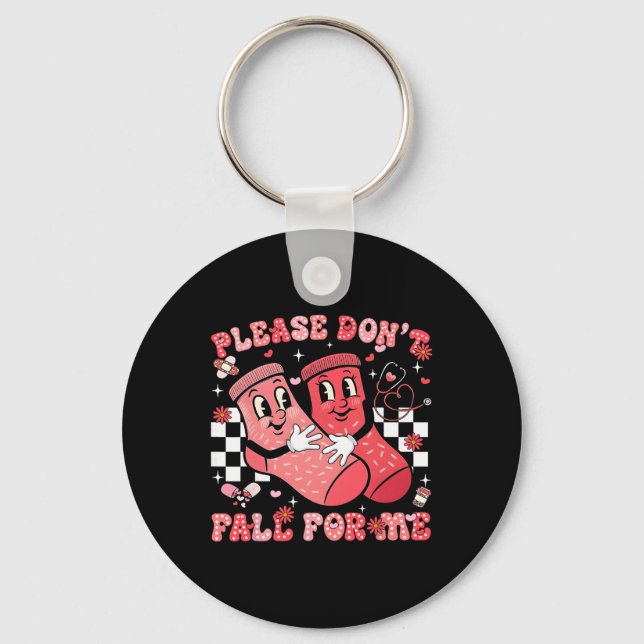 Cute Please Don't Fall For Me Rn Pct Cna Nurse Val Key Ring (Front)