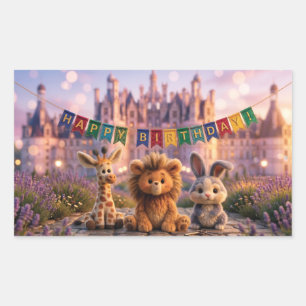 Cute Plush Animals with Happy Birthday Banner Rectangular Sticker
