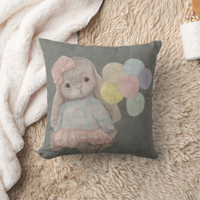  cute, plush bunny with a bow and balloons cushion (Blanket)