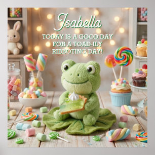 Cute Plush Frog holding Key Lime Pie Personalised Poster