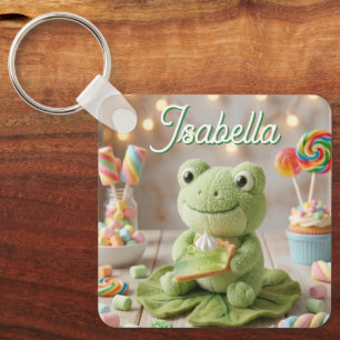 Cute Plush Frog holding Key Lime Pie Personalised Ring