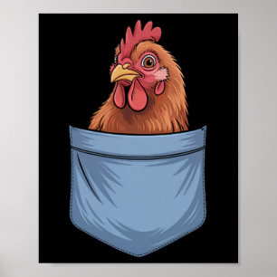 Cute Pocket Chicken Farm Animal Lovers Poster