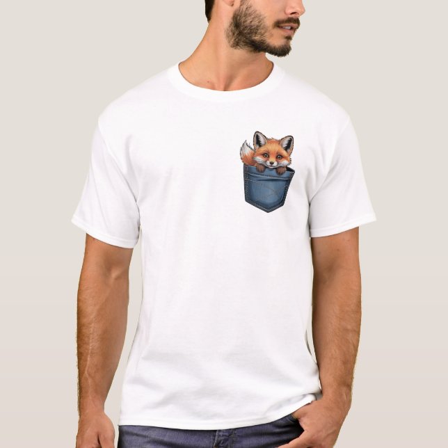 Cute Pocket Fox | Fox In Pocket | Animal in Pocket T-Shirt (Front)
