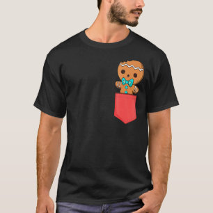 Cute Pocket Gingerbread Man Christmas In Pocket T-Shirt