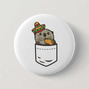 Cute Pocket Otter Cinco De Mayo Shirt Mexican Anim 6 Cm Round Badge