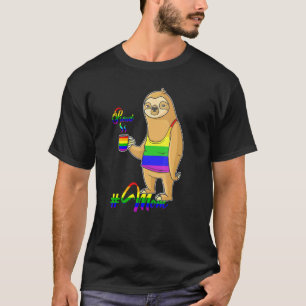 Cute Pocket Sloth Lgbt Animal Rainbow Flag Gay Pro T-Shirt