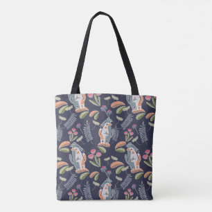 Cute Podenco and Galgo Floral Navy Tote Bag