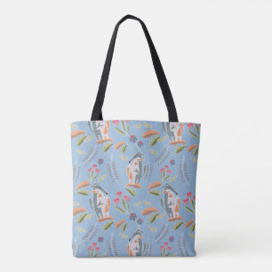Cute Podenco Matching Floral Sky Blue Tote Bag