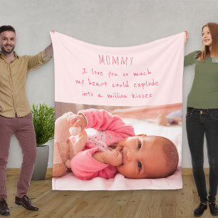 Cute Poem for Mom - Pink Baby Photo Fleece Blanket