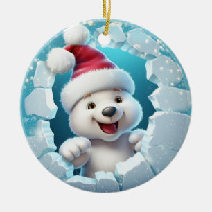 Cute Polar Bear 3D Ceramic Ornament