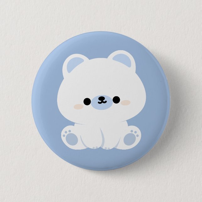 Cute Polar Bear 6 Cm Round Badge (Front)