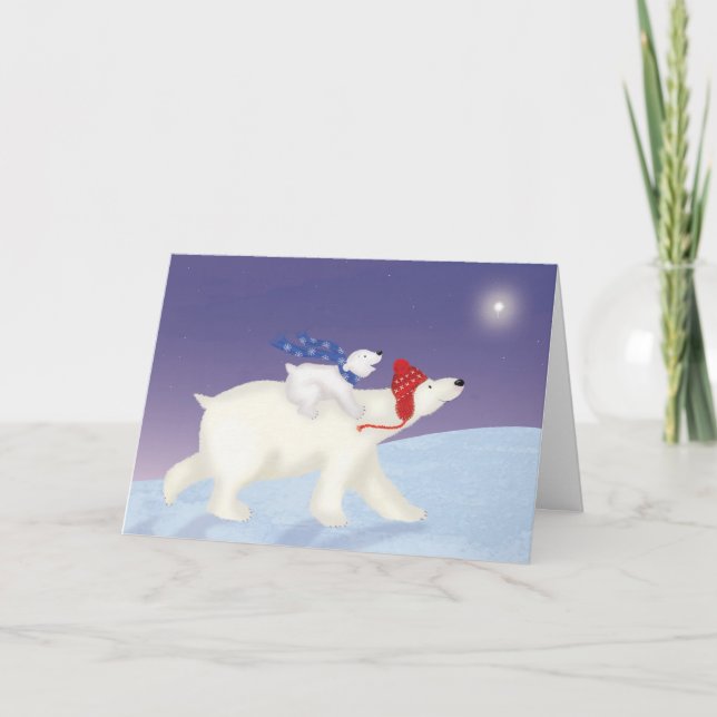 Cute polar bear and cub Christmas card (Front)