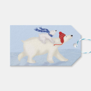 Cute polar bear and cub Christmas gift tag