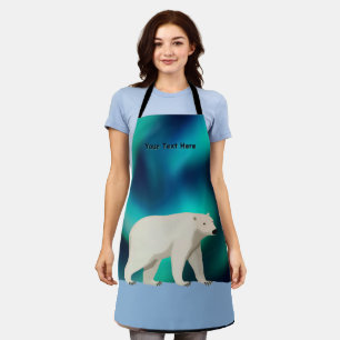 Cute Polar Bear and Northern Lights Apron