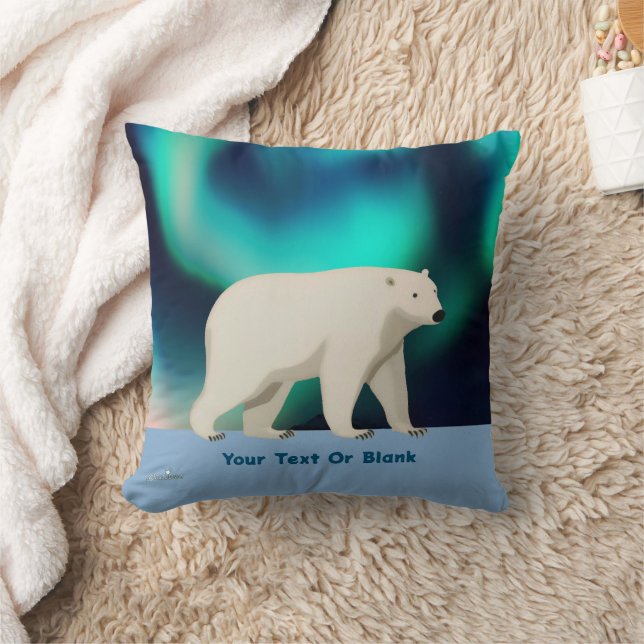 Cute Polar Bear and Northern Lights Cushion (Blanket)