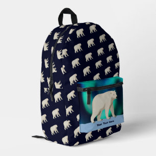 Cute Polar Bear and Northern Lights Printed Backpack