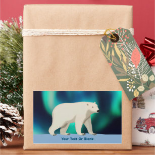 Cute Polar Bear and Northern Lights Rectangular Sticker