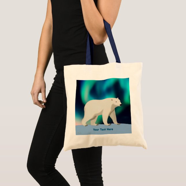 Cute Polar Bear and Northern Lights Tote Bag (Front (Product))