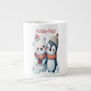 Cute Polar Bear and Penguin Friends Christmas Mug